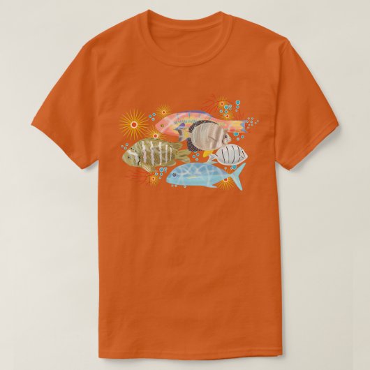 T-shirt Poisson tropical hawaïen sur bleu Turquoise (Design devant)