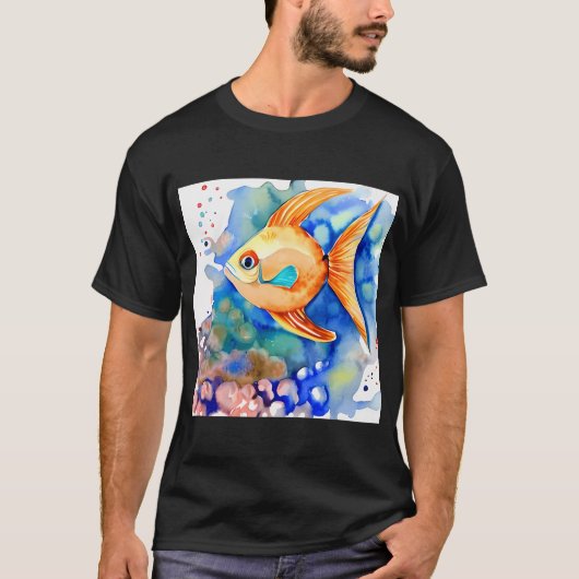 T-shirt Poisson tropical orange (Devant)