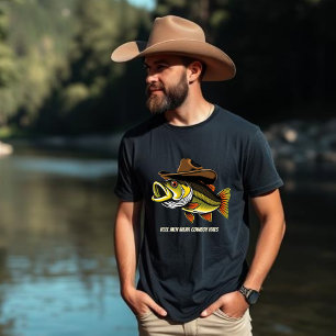 T-shirt Poissons amusants portant un Casquette cowboy - T-