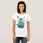 T-shirt Poissons Bleus Coques et Coraux (Devant entier)