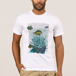 T-shirt Poissons, coquillages bleus et coraux