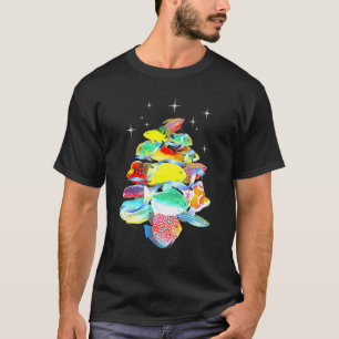 T-shirt Poissons d'aquarium Sapin de Noël Cichlidés Gouram