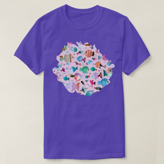 T-shirt Poissons de Puffer rose (Design devant)