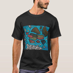 T-shirt Poissons d'eau douce abstraits truite arc-en-ciel