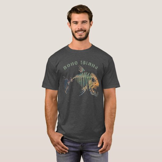 T-shirt Poissons d'île d'os (Devant entier)