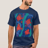 T-shirt Poissons Rouges, Algues Mer Animaux Sous-marins Ar (Devant)