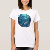 T-shirt Poissons Turquoise et noir Aquarelle Zodiac T-shir (Devant)