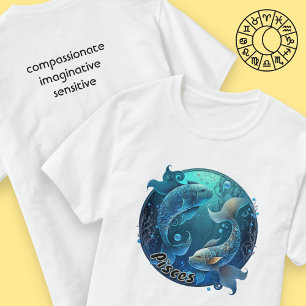 T-shirt Poissons Turquoise et noir Aquarelle Zodiac T-shir