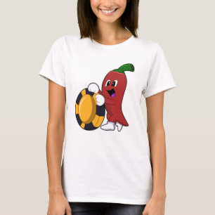 T-shirt Poivre au Poker avec des jetons de Poker