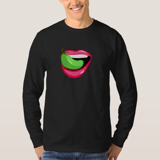 T-shirt Poivre De Tête De Chili Dans La Bouche Aliments Ép (Devant)