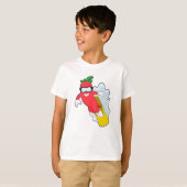 T-shirt Poivron au snowboard avec snowboard (Devant entier)