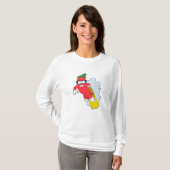 T-shirt Poivron au snowboard avec snowboard (Devant entier)