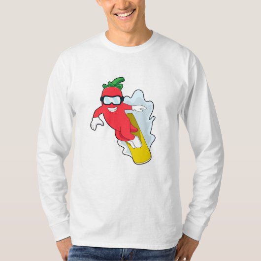 T-shirt Poivron au snowboard avec snowboard (Devant)