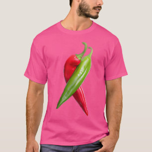 T-shirt Poivrons Chili Rouge Et Vert.