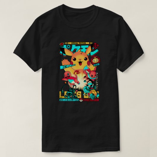 T-shirt Pokémon Kanto Starters Anime Art (Design devant)