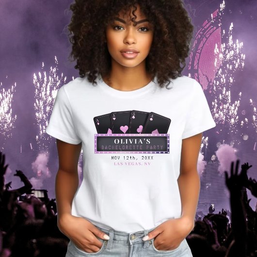 T-shirt Poker Aces rose et noir Bachelorette Party