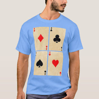 T-shirt Poker Cards Aces Diamonds Spades Cross Hearts 