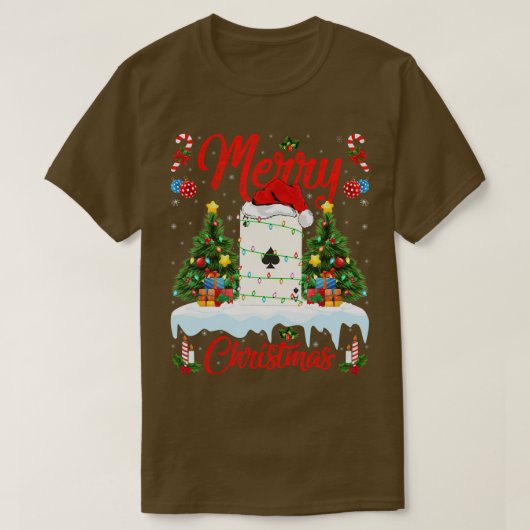 T-shirt Poker Game Lights Xmas Tree Santa Poker Christmas (Design devant)