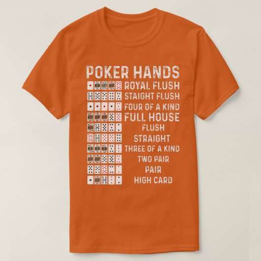 T-shirt Poker Hands Cheat Sheet Card Casino Games Funny Pl (Design devant)