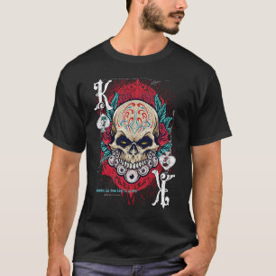 T-shirt Poker Jouer Sugar Skull pique King Dia De Muert