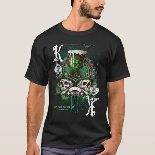 T-shirt Poker Player Apparel Patricks Day Green Skulls (Devant)