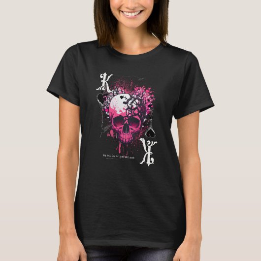 T-shirt Poker Playing Card Apparel King Of Hearts Skull (Devant)