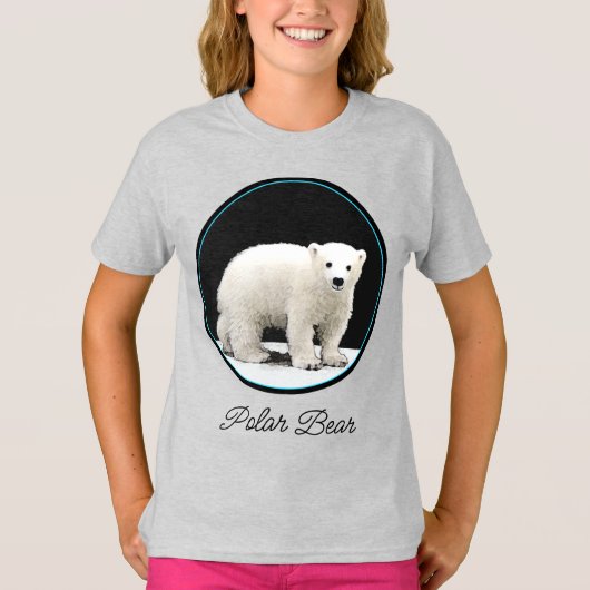 T-shirt Polar Bear Cub Painting - Oiginal Wildlife Art T-S (Devant)