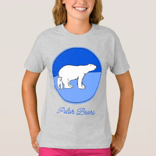 T-shirt Polar Bear Mama and Cub Painting - Wildlife Art T-