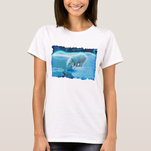 T-shirt Polar Bear & Penguin Avocat de la faune Art Shirt (Devant)