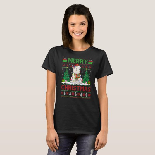 T-shirt Polar Bear Xmas Tree Ugly Santa Polar Bear Christ (Devant entier)