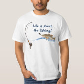 T-shirt pôle de pêche avec poisson dans l'eau (Devant)