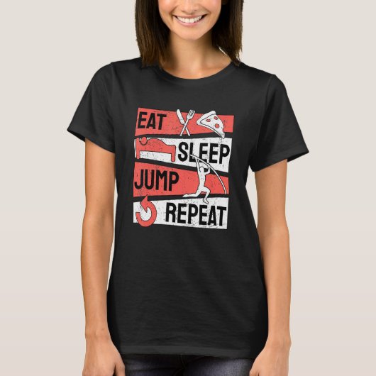 T-shirt Pole Vault Vaulter Manger Sleep Jump Répéter (Devant)