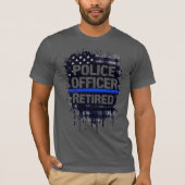 T-shirt Police à la retraite - Ligne du drapeau bleu des É (Devant)