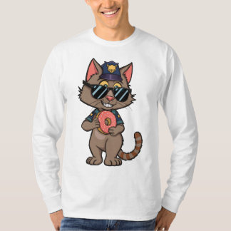 T-shirt Police Cat - 90s Cartoon Donut Cop