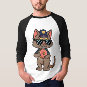 T-shirt Police Cat - 90s Cartoon Donut Cop