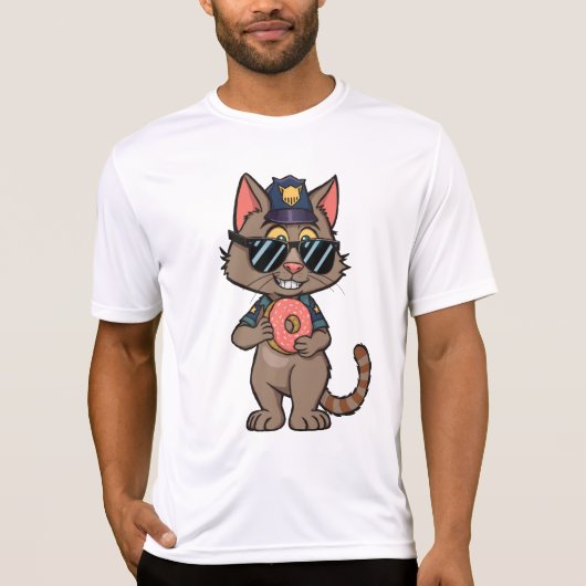 T-shirt Police Cat - 90s Cartoon Donut Cop (Devant)