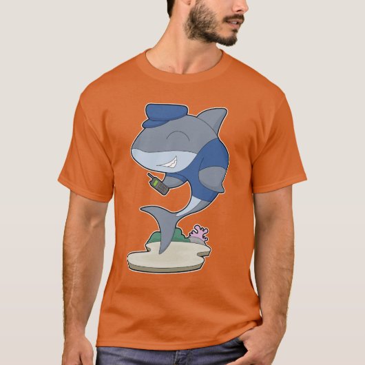 T-shirt Police de microphone de la police de requins (Devant)