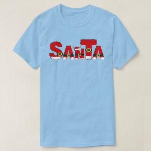T-shirt Police de texte rouge blanc Santa