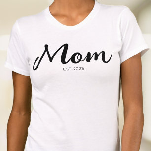 T-shirt Police d'écriture noire établie Maman