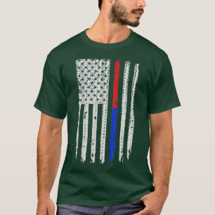 T-shirt Police des pompiers Drapeau de la ligne bleue roug