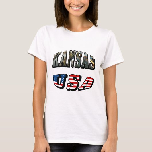 T-shirt Police du drapeau Kansas Picture et USA (Devant)