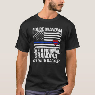 T-shirt Police Grand-mère Ligne bleue Drapeau Coeur