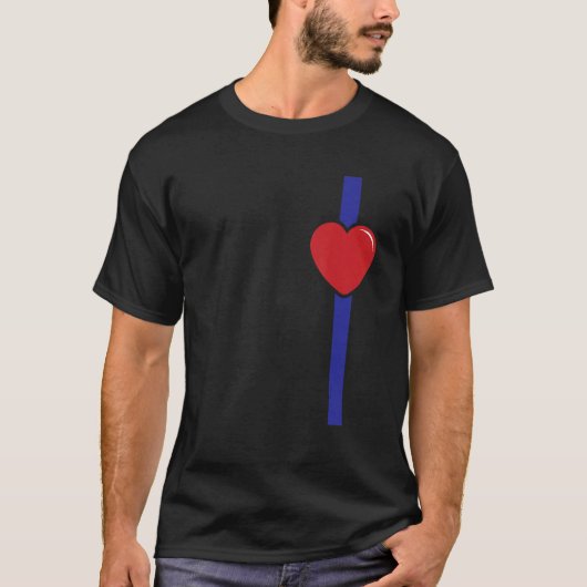 T-shirt Police Heart Blue Line Valentines Day Love Cop Off (Devant)