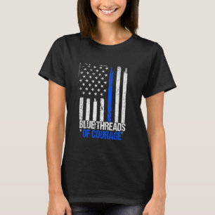 T-shirt Police Honorer La Ligne Respect Drapeau Bleu Offic