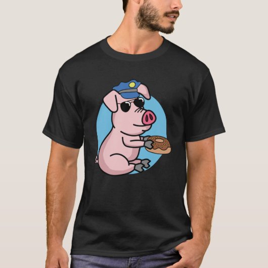 T-shirt Police Humoristique Doughnut Cochon Cop Policemen (Devant)