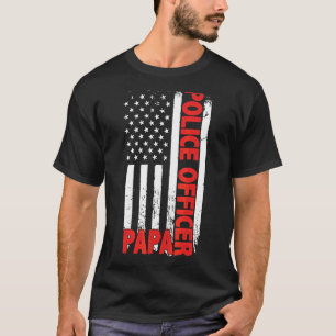 T-shirt Police Officier Papa American Flag Fête des pères