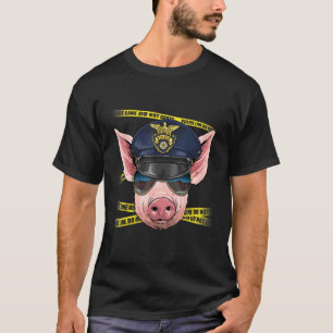 T-shirt Police Officier Pig PD Cop Crime scène Animal de f