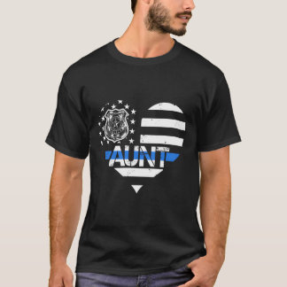 T-shirt Police Officier Tante Ligne Bleue Us Drapeau Fier