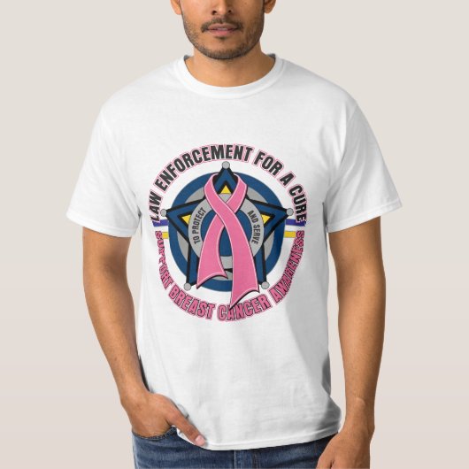 T-shirt Police pour un cancer du sein de traitement (Devant)