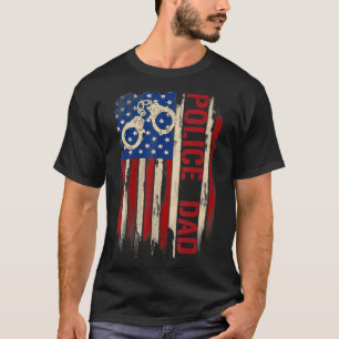 T-shirt Police vintage Papa Américain Drapeau Américain Ar